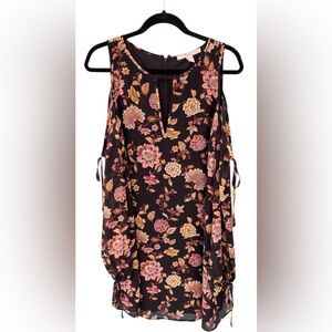 Floral Cutout Cold Shoulder Dress - XL